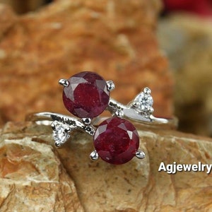 Natural Ruby Ring, Engagement Ring, 925 Sterling Silver Ring, Dainty Ring, Mesmerizing Ring, Silver Ring, Gift For her, July Birthday Ring.