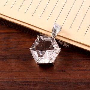 Handmade Concave Crystal Pendant: 925 Sterling Silver Healing Gemstone