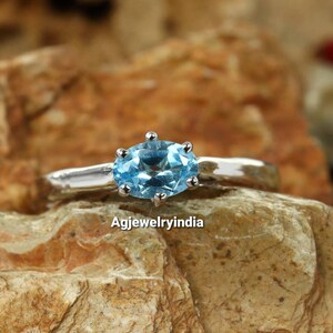 Blue Topaz Ring,Ringwedding Ring, engagement Ring,Sterling Silver Ring, Ring With white Gold Plated Ring,925 Sterling Silver, Ring,Hola,Gift