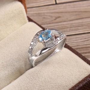 Blue Topaz Ring,Ringwedding Ring, engagement Ring,Sterling Silver Ring, Ring With white Gold Plated Ring,925 Sterling Silver, Ring,Hola,Gift