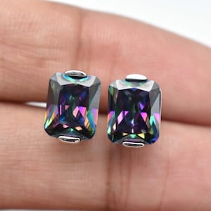 Mystic Topaz Stud Earrings, 925 Sterling Silver Handmade Earrings, Gemstone Earrings, Anniversary Gift for Her, Personalized Gifts, April.