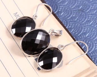Pendientes de filigrana de ónix negro - Joyería artesanal de plata de ley