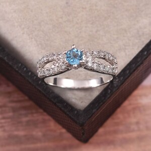 Blue Topaz Ring,Ringwedding Ring, engagement Ring,Sterling Silver Ring, Ring With white Gold Plated Ring,925 Sterling Silver, Ring,Hola,Gift