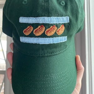 Hand Embroidered Chicago Flag Hotdog Hat (Unique Gift, Windy City Lover, Gifts for Friends, Athletic Wear, Baseball Hat, Gifts for Him)