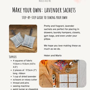 Lavender sachet tutorial, sewing guide, make your own, craft project, instructions