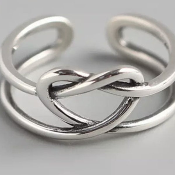 Silver Heart Ring- Love Knot-Silver Rings for Women- girls- gift for her