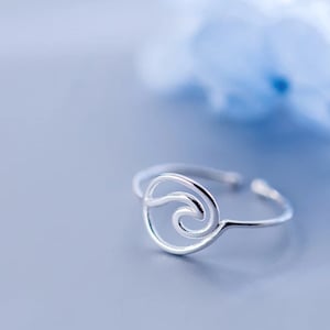 Silver Wave Ring- Silver Rings for Women - Gifts-  Adjustable Silver Ring- Free Polishing Cloth.