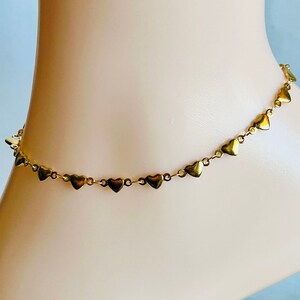 Colorful Gold Heart Chain Anklet , Women&#39;s Simple Gold Love Everyday Anklet