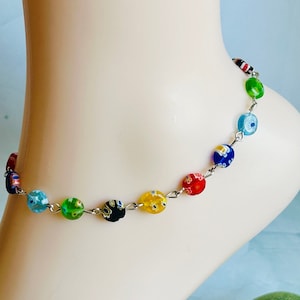 Floral Beaded Chain Anklet , Women&#39;s Simple Everyday Anklet