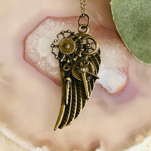Women’s Steampunk Wing Necklace, Women’s Bronze Necklace