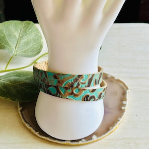 Women’s Teal And Brown Leather Bracelet, Womens Leather Bracelet