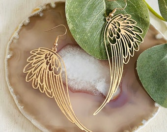 Women’s Gold Angel Wings Earrings , Women’s Drop Earrings