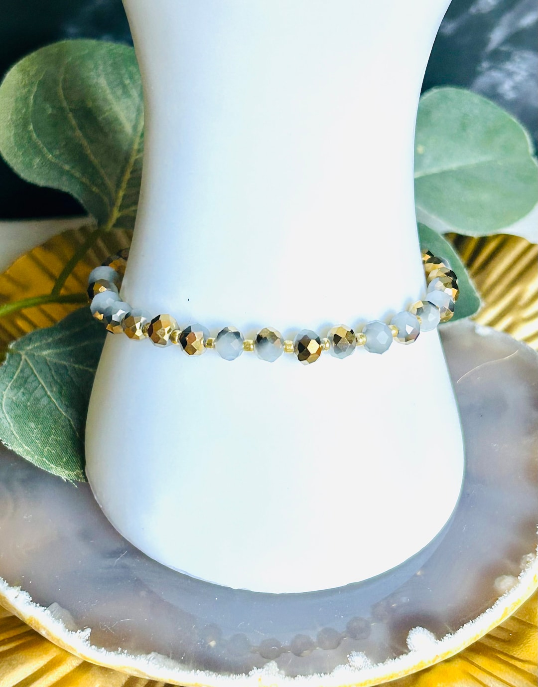 Blue Bead Memory Wire Bracelet - Etsy UK