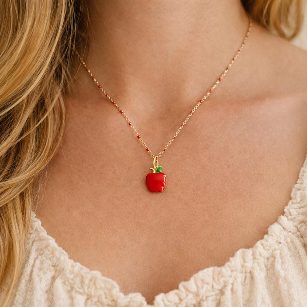 TEAMER Collana Con Ciondolo Mela In Acciaio Inox - Gioiello Per Insegnanti, Donna, Uomo - Regalo Simpatico