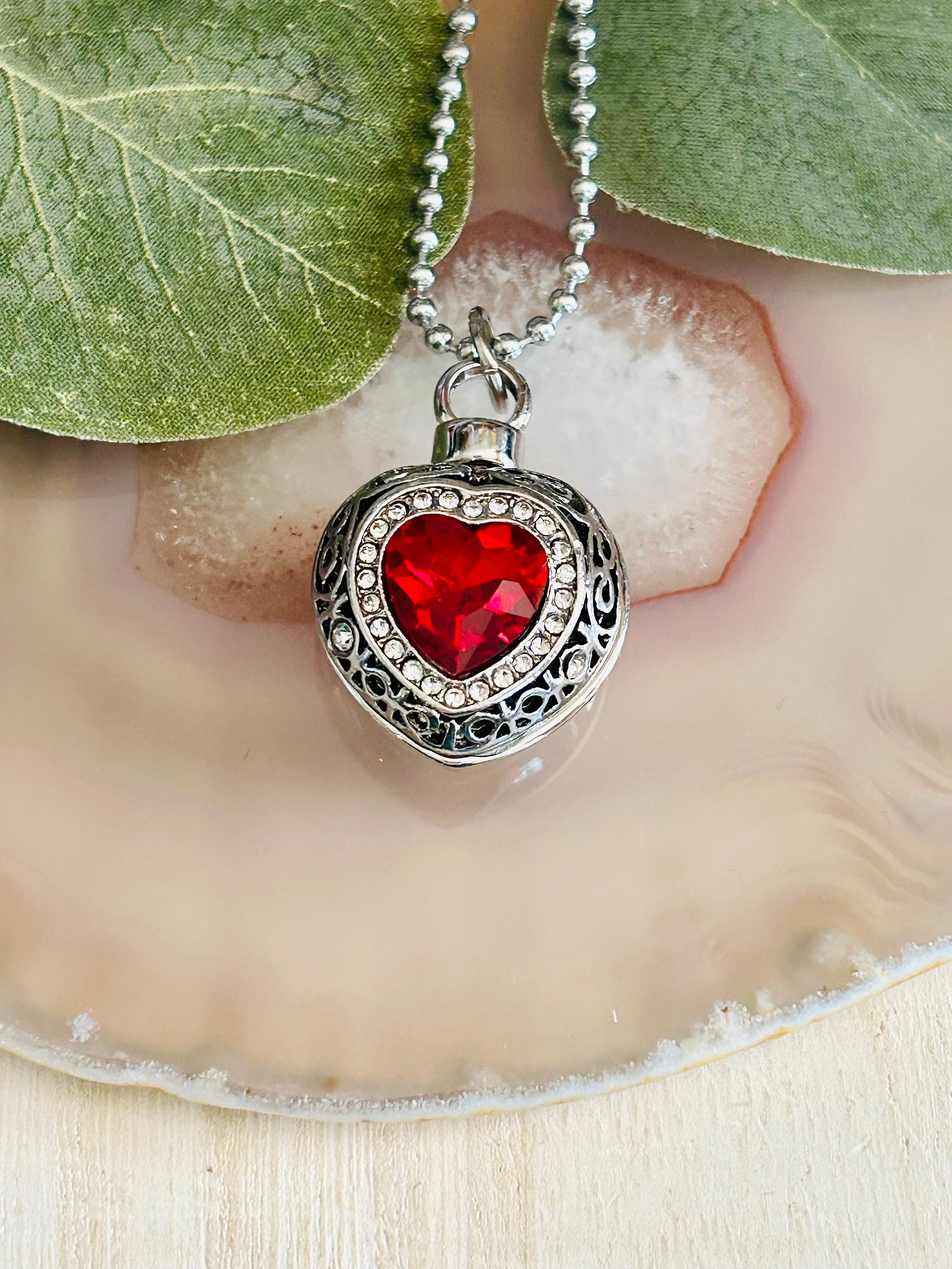 Girls Red Heart Necklace, Girls Silver Heart Necklace - Etsy