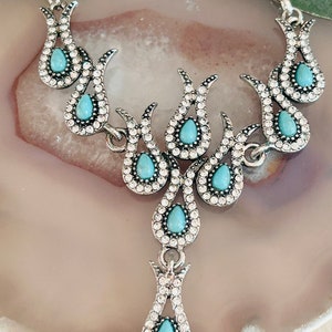 Womens Statement Chain Necklace, Womens Stone And Chain Necklace