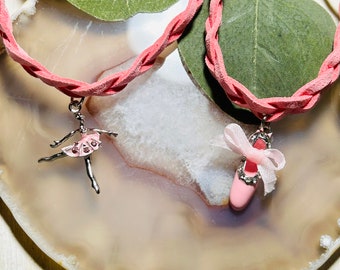 Pink Ballet Necklace, Ballerina and Ballet Slipper Charm Necklaces, Dance Jewelry, Gift for Dancer, Dance Recital Gift, Ballet Lover Gift