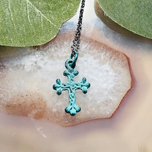 Women’s Turquoise Cross Necklace, Women’s Religious Necklace