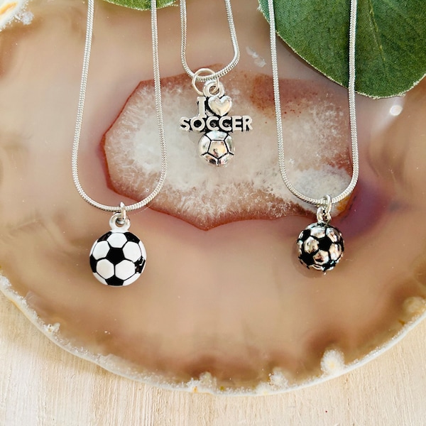 Kids Soccer Ball Necklace, Kids Silver Necklace