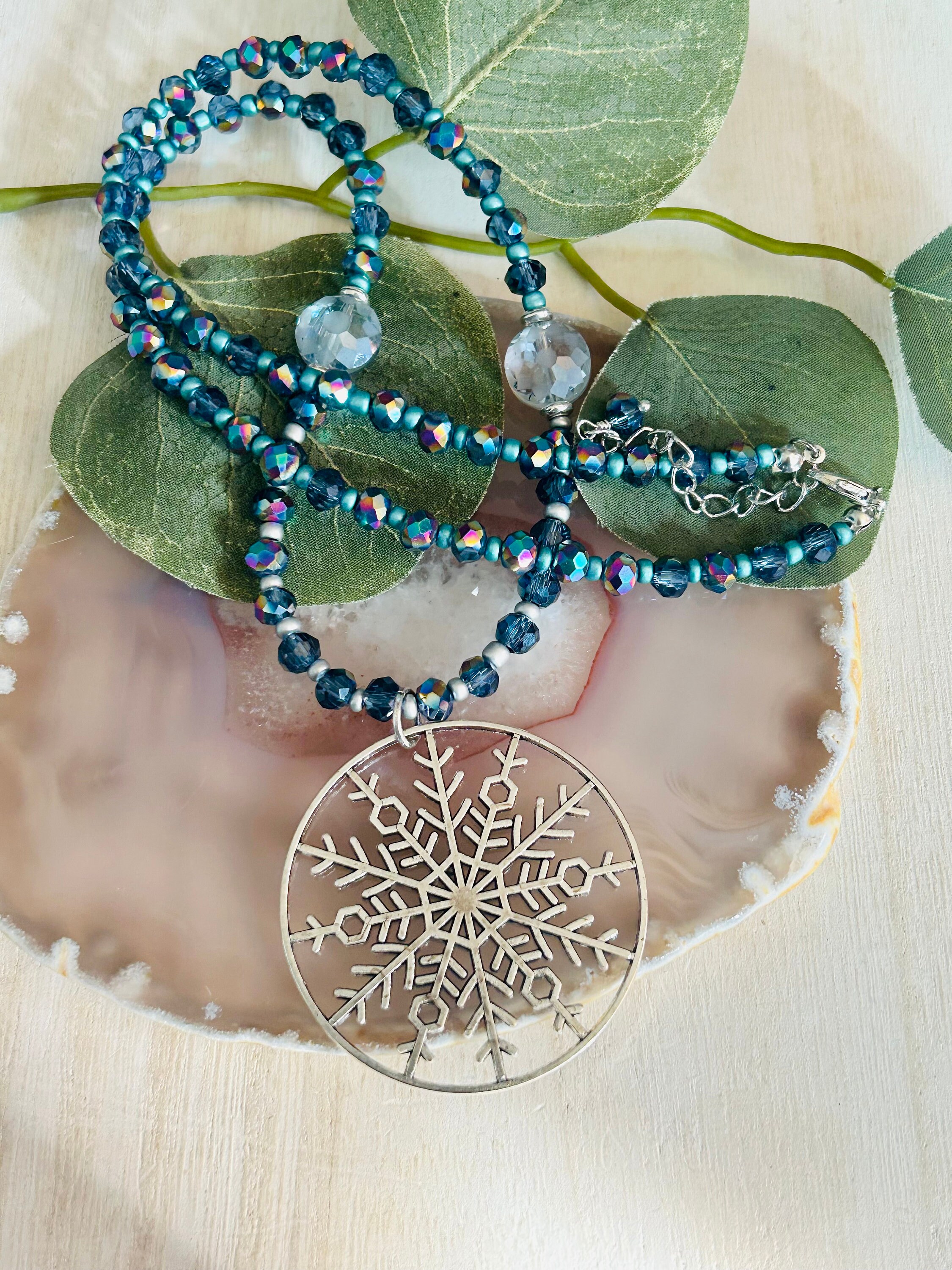 Ketting paarsblauw hart Swarovski & Rosé- verguld Zilver - Vitrail Light | Shiny Happy Pebble