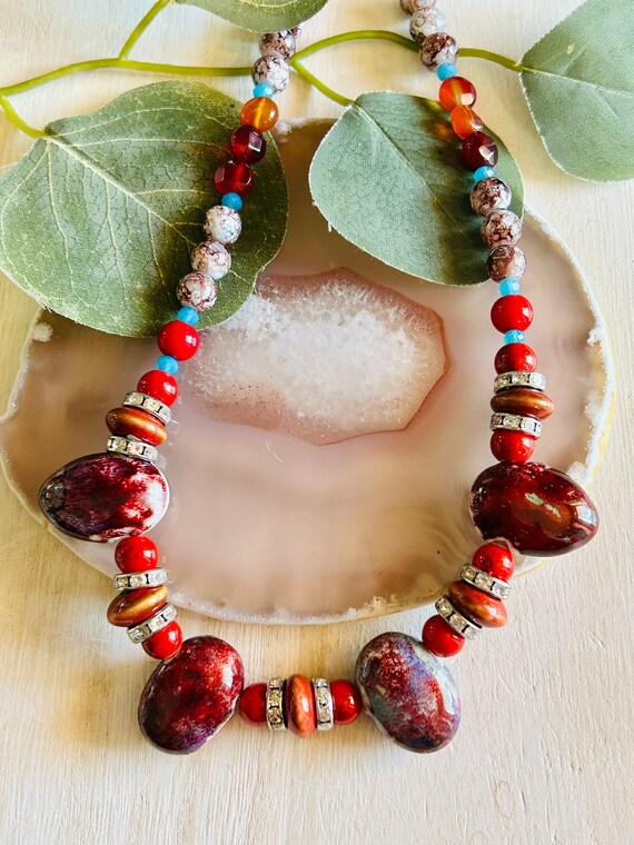 Collier Céramique Rouge Pour Femme - Pendentif Ajustable, Style Moderne Et épuré