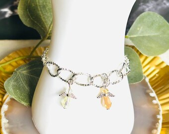 Pulsera de ángel hecha a mano: pulsera de plata para mujer