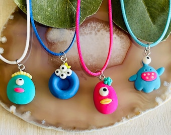 Kids Monster Necklace, Cute Monster Pendant Necklace, Fun Cartoon Monster Jewelry, Boys or Girls Kids Necklace, Colorful Kids Charm