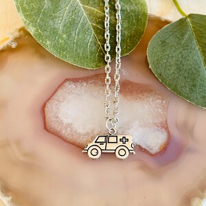Kids Ambulance Necklace, Kids Silver Necklace