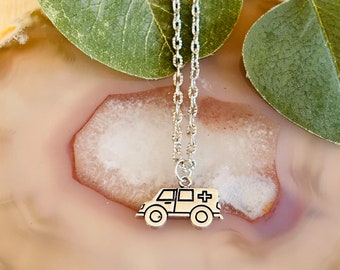 Kids Ambulance Necklace, EMT Jewelry for Kids, Paramedic Gift, First Responder Charm Necklace, Ambulance Pendant, EMS Gift