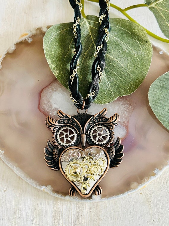 Steampunk owl deals necklace