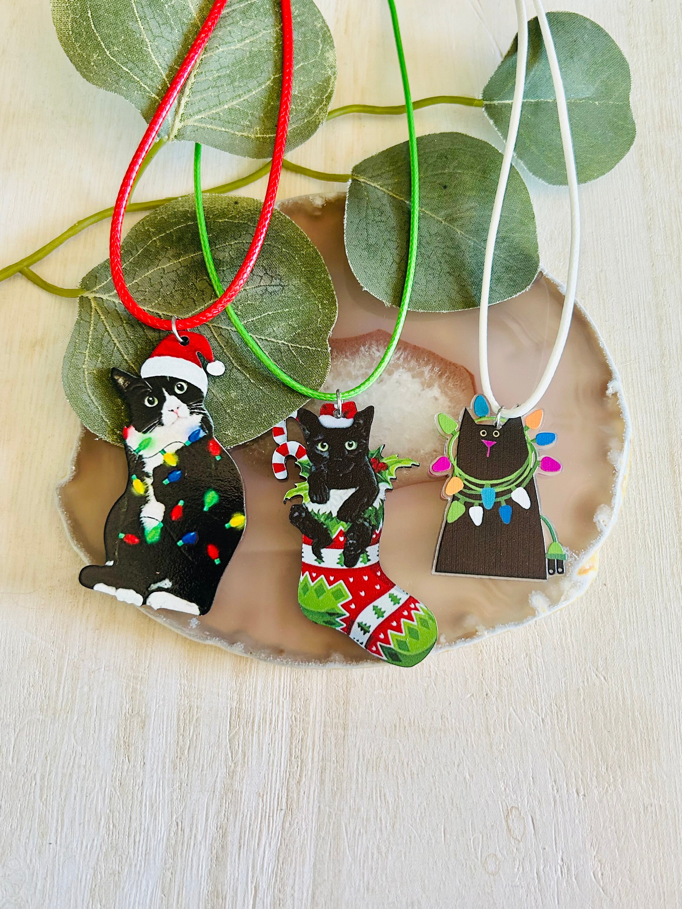 クリスマス猫ネックレス、子供用ホリデー動物ペットネックレス - Etsy 日本