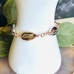 Mixed Wire Wrapped Metal Shell Bracelet , Womens Beach Bracelet