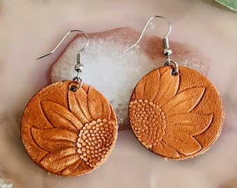 Orecchini Pendenti Con Girasole In Similpelle, Leggeri E Comodi, Regalo Perfetto Per Donne E Ragazze