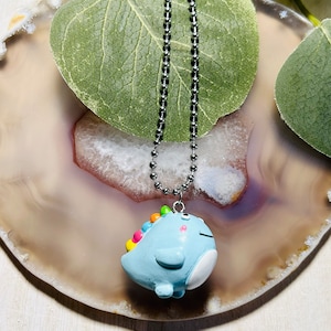 Kids Blue Dinosaur Necklace, Kids Dinosaur Necklace