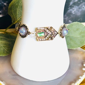 Bracciale con ciondoli geometrici con strass, bracciale floreale da donna