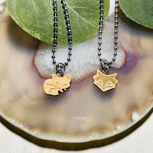 Kids Wooden Fox Necklace, Kids Silver Necklace