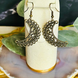 Women’s Bronze Moon Earrings , Women’s Chandelier Earrings D5