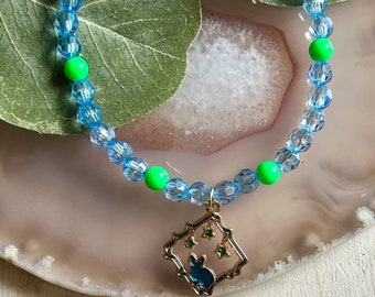 ●VVV● Mini Rabbit Star Mix Bead Necklace 23FWNK088MXF Beaded Bunny Star Charm Necklace, Kids Boho Hippie Animal