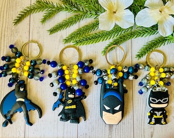 Dark Hero Inspired Keychain | Beaded Keychain | Superhero Style Purse Charm | Comic Hero Gift | Backpack Charm | Handmade Keychain