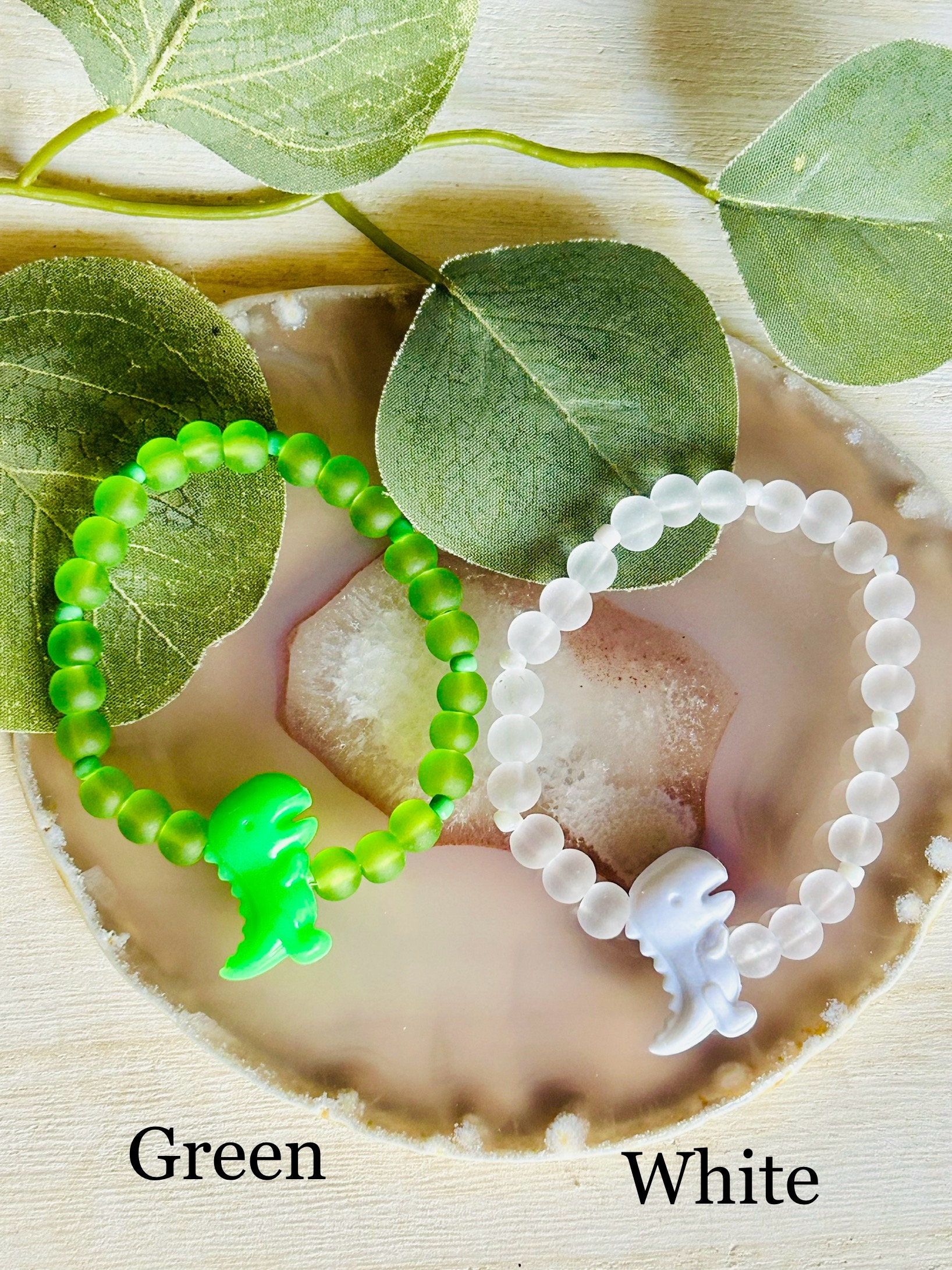 Set Da 2 Bracciali Dinosauro Per Bambini – Acciaio Inox E Corda Intrecciata Verde, Regalo Per Primo Giorno Di Scuola
