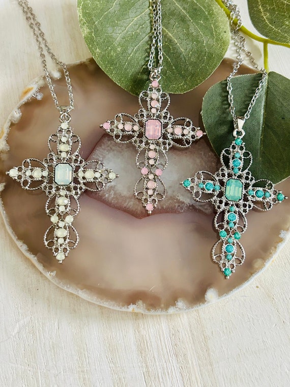 Sparkly cross shop necklace
