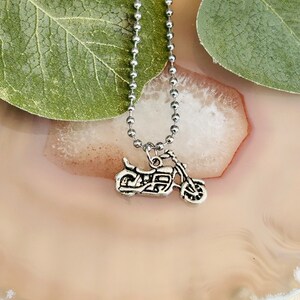 Kids Motorcycle Necklace, Kids Silver Travel Necklace