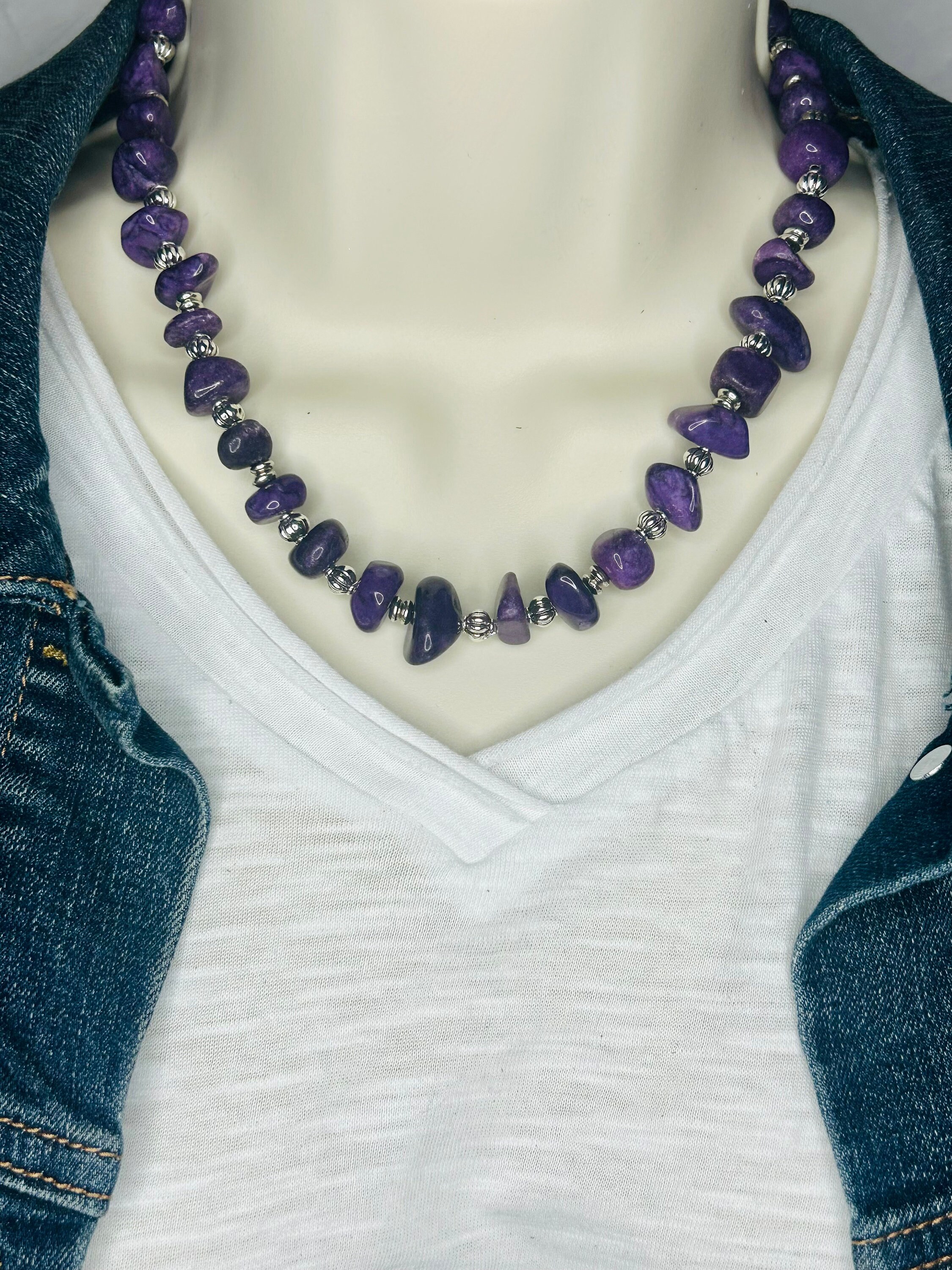 Collier Vintage En Agate Naturelle - Style Bohème Hippie - Occasion