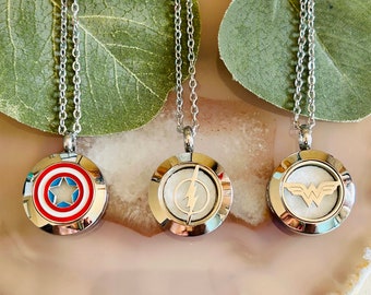 Unisex Superhero Defuser Necklace, Unisex Silver Necklace