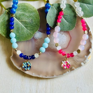 Collar de encanto de círculo geométrico con cuentas, collar hippie boho para mujer