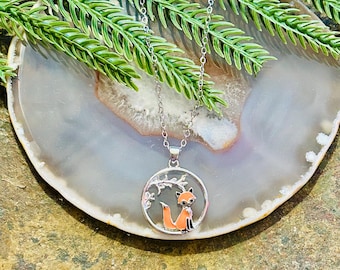 Fuchs Halskette, Waldtier Anhänger, Fuchs Anhänger, Natur Schmuck, Wald Halskette, niedlichen Fuchs Anhänger, Geschenk für Kinder, Cottagecore