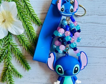 Portachiavi ispirato all'alieno blu / Portachiavi con simpatico personaggio con perline / Ciondolo per borsa fatto a mano / Accessorio per zaino / Ciondolo per borsa kawaii / Regalo per bambini