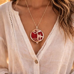 Rose Gold Mermaid Halskette, rot Glitter Ocean Anhänger, Mermaid Schmuck, Strand-Liebhaber Geschenk, Ocean-Liebhaber Halskette, Sommer Schmuck