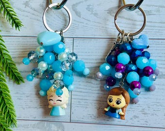 Ice Princess Inspired Beaded Keychain | Snow Queen Bag Charm | Handmade Princess Keychain | Fairy Tale Backpack Accessory
