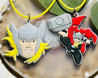 Thunder Hero Kids Necklace, Hammer Hero Pendant Necklace, Comic Style Kids Jewelry, Super Hero Inspired Youth Gift